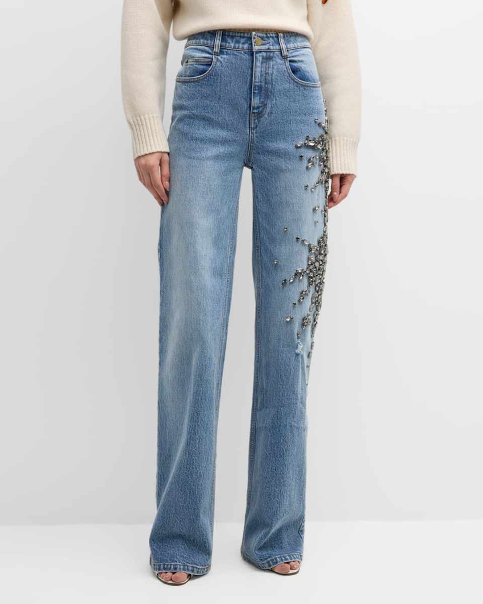Martin High-Rise Crystal Straight-Leg Jeans